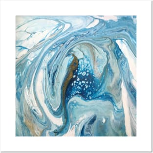 Icy Depths Swirling Ocean Abstract in Shades of Turquoise Blue Posters and Art